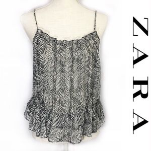 Zara Chiffon Ruffle Blouse Shell Sz M NWT